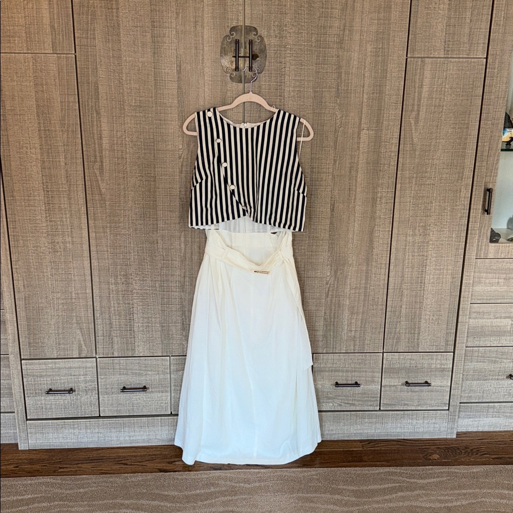 Zara Belted Linen Blend Waist Cut Out Dress - Picture 17 of 17